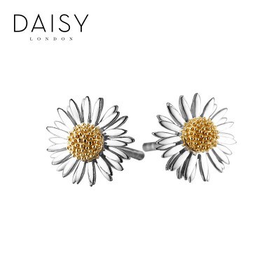 

British DAISY LONDON handmade retro Daisy 8mm 925 white silver fungus stud earrings