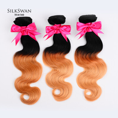 

Silkswan Malaysian Body Wave Ombre Human Hair Weave Bundles Extension Remy Hair 100% human hair Free shipping