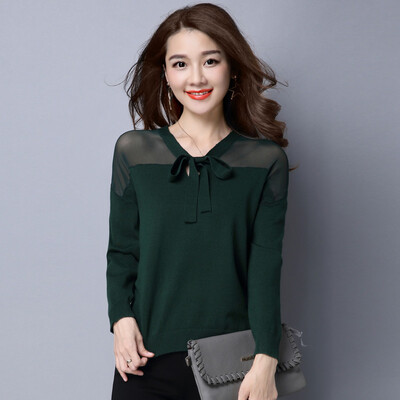 

Yutang 2017 autumn temperament long-sleeved sweater women short head primer S63H0329A4JM green uniform