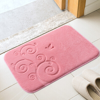 

FOOJO three-dimensional coral velvet mat non-slip mat door mat 40 60cm pink happy tree