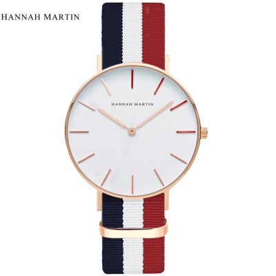 

Men Women Dress Watches Luxury Brand Hannah Martin Fashion Nylon Casual Sport Quartz Watch Simple Clock