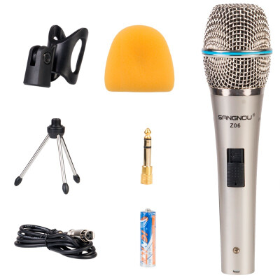 

Double promise Z06 professional moving cable microphone network K song computer / speaker / loudspeaker microphone black gold (with triangular bracket microphone battery 6.5mm adapter