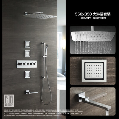 

HIDEEP Rainfall Shower Head System Polished Chrome wall mounted Bath & Shower Faucet Bathroom Luxury Rain Mixer