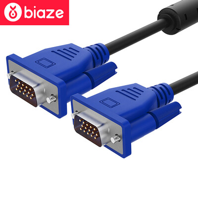 

BIAZE определения телевизионных проекторов Кабелей VGA монитор компьютера кабель синей двойного кольцо головка сердечник 6 3 + 1,5 м медь двойного кольцо кабеля синего видео XL2-
