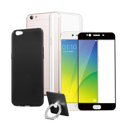 

Shell three-piece San Diwei Sendio oppor9sPlus phone shell shell shell hard shell black TPU transparent soft shell silk screen full-screen steel film black