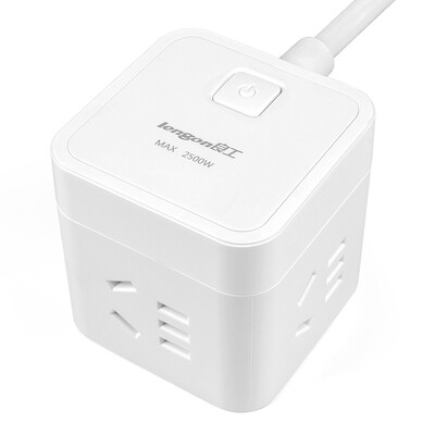 

Lengon a turn four socket cube power outlet plug plug-in board multi-function vertical total control power socket new national standard row inserted drag line XD-Q604 18M