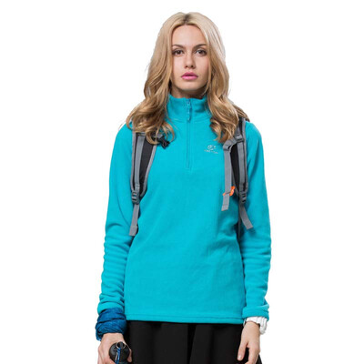 

TECTOP catching fleece outdoor thick warm men&women catch fleece solid color stand collar half cardigan soft comfortable catch fleece WZRY034 female section lake blue