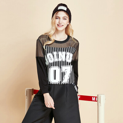 

Mark Huafei women 2017 autumn new letter down the sleeves short sleeves women black S