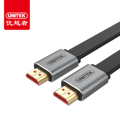 

Улучшенный человек (UNITEK) HDMI линии 3D 2.0 4K цифровое видео высокой четкости кабель 1 метр интерфейса определения монитора кабельного телевидения коробки сплава плоский провод линии Y-C1015BBK
