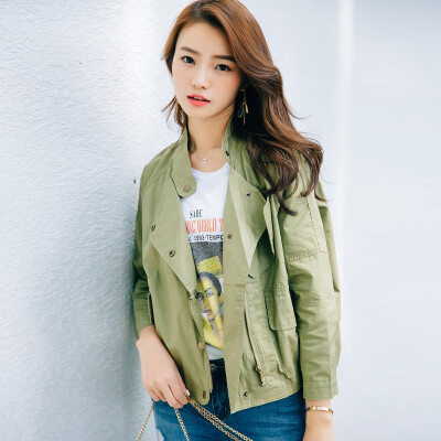 

A pond morning 2017 Korean version of the new autumn thin section simple short jacket female S73R0004AA42XL army green