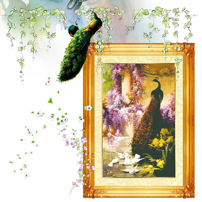 

embroider DIY DMC Cross stitchSets For Embroidery kits Beautiful garden Peacock factory direct sale