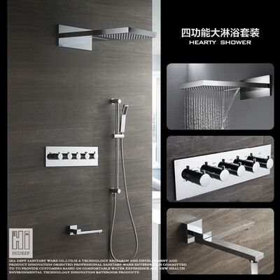 

HIDEEP Rainfall Shower Head System Polished Chrome Bath & Shower Faucet Bathroom Luxury Rain Mixer Shower Wall