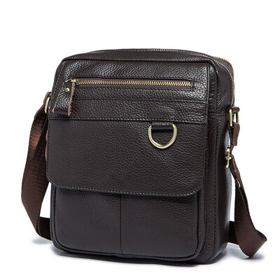 

DALFR Genuine Leather Shoulder Bag 12 Inch Fashion Leather Bag Cowhide Crossbody Bag Leather Messenger Bag Designer
