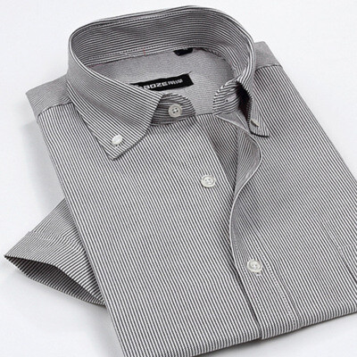 

Business Gentleman Casual Men Short Sleeve Shirt Summer Silm Fit Aolid Color