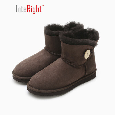 

INTERIGHT fur one warm snow boots fashion button womens boots brown 235 yards