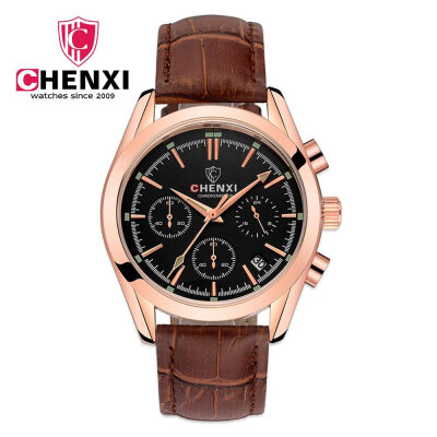 

CHENXI Men Quartz Watch 2017 Fashion Mens Watches Top Brand Luxury Rose Gold Wrist Watch Auto Date Clock