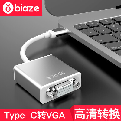 

BIAZE Type-C to vga Converter USB3.1 to VGA Interface Projector External Graphics HD 1080p Support Apple Macbook Notebook ZH13-Silver