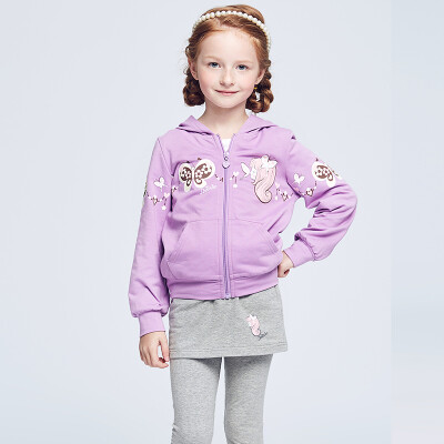 

Cartesian girls children's suit Spring and Autumn models fashion two-piece hooded coat skirt pants 711660904 Purple Purple 140