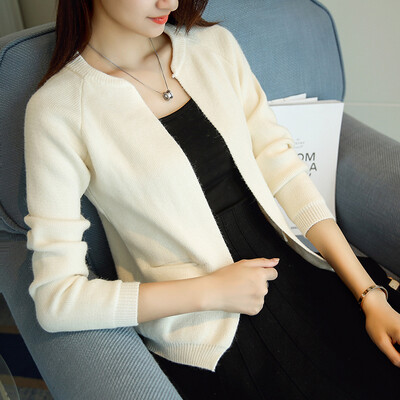 

sustory Women&39s 2017 autumn&winter paragraph cardigan sweater female Korean short paragraph loose long-sleeved sweater jacket coat SRSU107 light coffee color L
