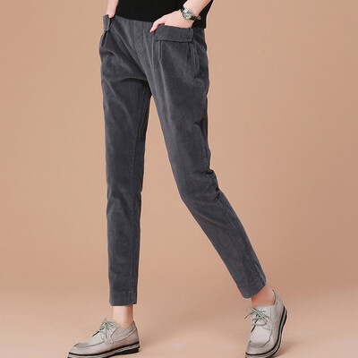 

City plus CIYPLUS 2017 winter new women&39s loose wild harem pants thick corduroy casual pants CWKX179177 dark gray M