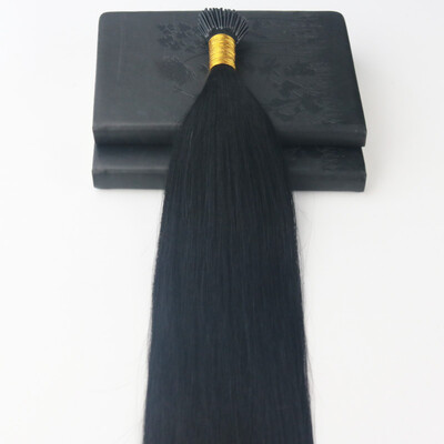

Pure Color 1 100G 100 Remy Brazilian Human Hair I-Tip Full Set Prebonded Hair Extensions Free Shipping