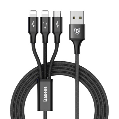 

Baseus Cable for charging&data transfer LightningMicro USBType-C 3-in-1 black