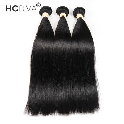 

HCDIVA Peruvian Virgin Hair Straight 3 Bundles / Lot Natural Color Unprocessed Human Hair Extensions Weaving