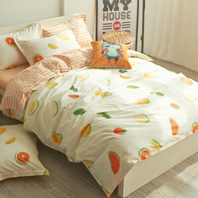 

JIUZHOULU print cotton bed set/bed kit (duvetcover/bed sheet/pillowcase)