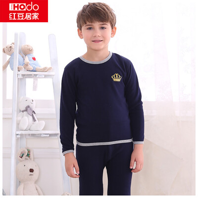 

Red baby home Hodohome children&39s thermal underwear suit boys&girls plus velvet thick section of gold armor Qiuqiu Qiutu sets Ma gray two girls 13070