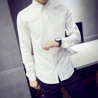 

Men Casual Long Sleeve Shirt Spring Autumn Youth Popular Silm Fit Oxford Textile