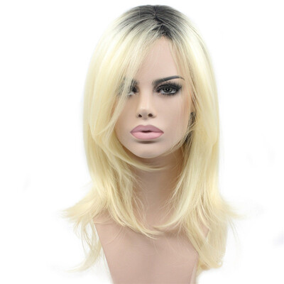 

Shoulder Length Wavy Ombre 613 Blonde Mono Top Synthetic Hair Wig