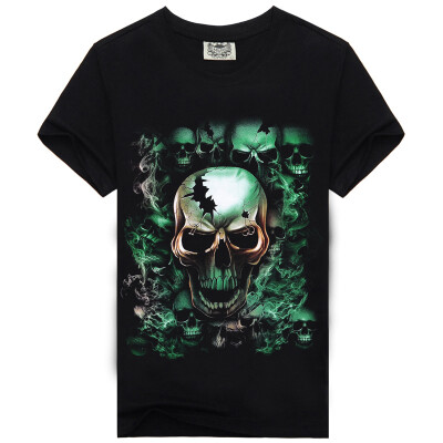 

Mens Black 3D Graphics Printed Rock Skull Pattern Short Sleeve T-Shirt Top Tee Shirt M-XXXLGreen Hell King