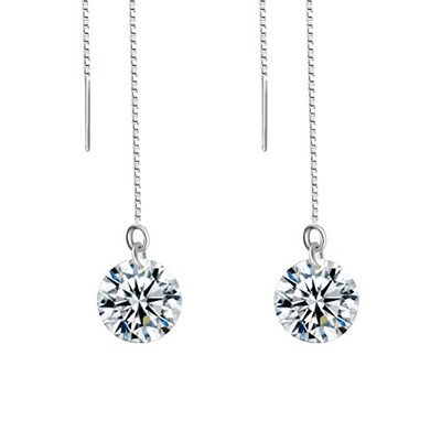 

Yoursfs Threader Earrings for Women 18K White Gold Plated Long Chain Earring with Solitaire CZ Drop Jewelry