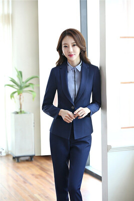 

Plus Size Elegant Blue Blazers Autumn Winter Jackets Coat For Ladies Office Outwear Female Tops Clothes Uniform Styles