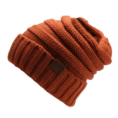 

Men Women Winter Knitted Wool Cap Unisex Folds Casual CC labeling Beanies Hat Solid Color Hip-Hop Skullies Beanie Hat Gorros