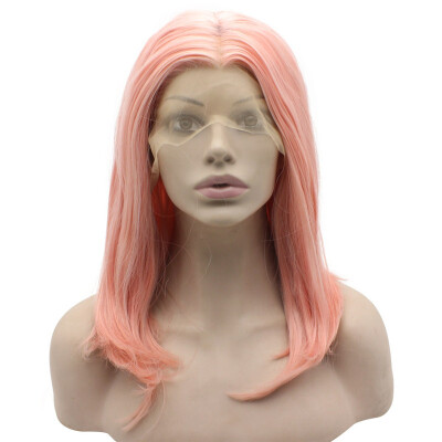 

Iwona Synthetic Hair Lace Front Should Straight Light Pink Wig
