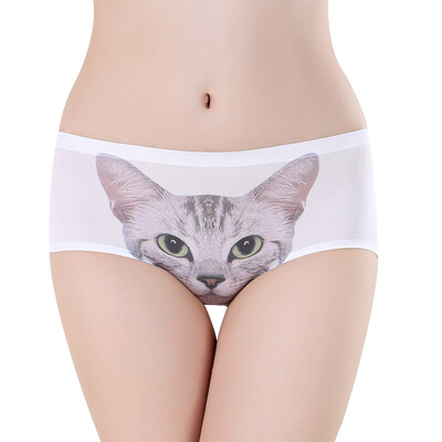 

Zi Yan Lier 3 loaded cat underwear cat head anti-lighting comet human animal sexy seamless underwear female NK258 black&white powder code