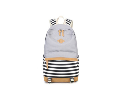 

Canvas backpack female fashion Korean print handbag 2018 new middle school student bag striped canvas backpack