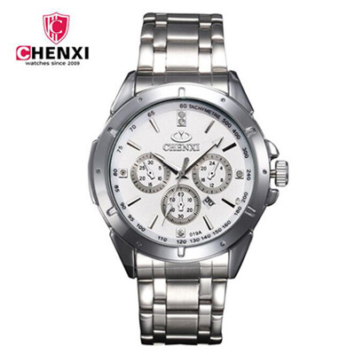 

CHENXI Calendar Watch Men Stainless Steel Quartz Wristwatches Fashion Men Vintage Watches Elegant Clock