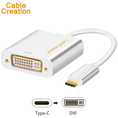 

CABLE CREATIONType-C to DVI Converter USB31 USB-C to DVI Adapter 1080P White Adapter Cable New MACBOOK Docking Station Monitor