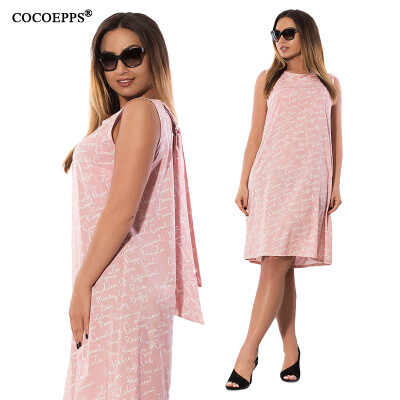 

COCOEPPS New Letter Print Women Dresses 2017 Summer Fashion Large Size Lace Up Female Dress Plus Size Ladies Sleeveless Vestidos