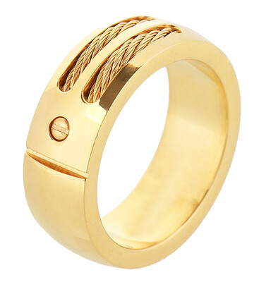 

Hpolw 8MM Mens Titanium Ring Wedding Band with Stainless Steel Cables&Screw Design Sizes 6 to 15