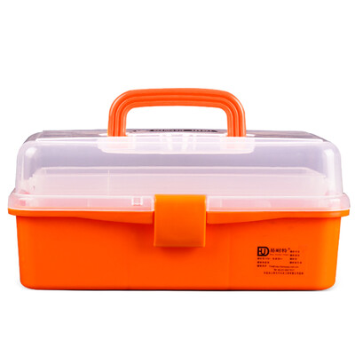 

Yi Naite childrens painting art toolbox nail transparent three-layer plastic storage tool box medicine box orange A116