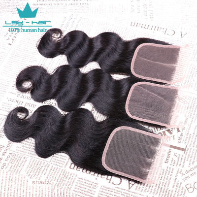 

7A Malaysian Body Wave Hair Closure 4x4 inch Swiss Lace Closure Free Part 100% Human Remy Hair 8-20 inch Hand Tied Closure