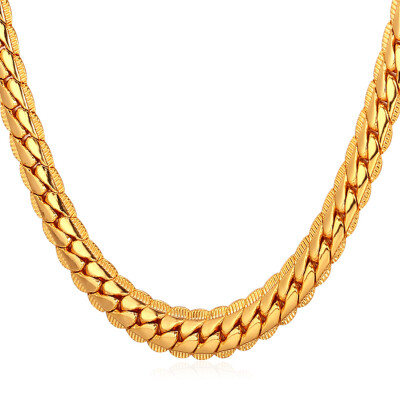 

U7 Brand Gold/Platinum Plated Chain Necklace 6mm Wide Hip Hop Long Chains Necklaces Men/Women Jewelry