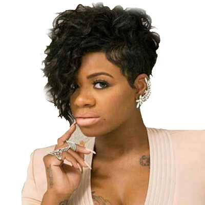 

JUNSI Synthetic Wig Short Black Curly Hair Wig Beauty Hair For Black Women Wigs