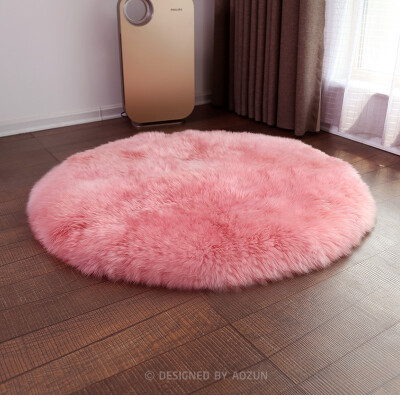 

Big round shaped 100cm real sheepskin rug for furniture upholstery, luxury New Zealand sheep skin fur ground mat ,bedside carpet