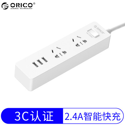 

ORICO XCS-2A3U новый национальный стандарт 3C сертификация USB смарт-зарядное гнездо / плагин / монтажная плата / ряд штепсельной вилки / штепсельной вилки общий переключатель управления 1,5 м длина линии белый