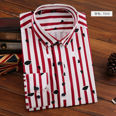 

Business Casual Men Long Sleeve Shirt Fashion Stripe Spring Autumn Silm Fit