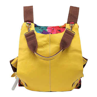 

Canvas&Leather Backpack Printing Nation Hit Color Bag Multifunctional Shoulder Bag